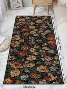 1 pièce Tapis long à motif floral, tapis moelleux de grande taille, convient pour le salon, la chambre, le couloir et autres endroits, motif imprimé, doux et confortable, respectueux de la peau et absorbant, facile à nettoyer, convient également pour la décoration de la cuisine, matériau en faux cachemire, résistant aux taches, convient pour l'entrée intérieure/extérieure, la chambre et autres décorations de la maison, plusieurs couleurs disponibles, convient également pour la buanderie de la maison, lavable en machine - Multicolore - Voir 11