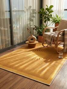 1pc Nordic Modern Minimalist Royal Style Gold Sun Pattern - Soft Faux Cashmere Area Rug, Bathroom, Kitchen, Entryway, Hallway, Bedside, Living Room, Bedroom, All-Season Machine Washable Large Size Mat, Aesthetic Home Decor - Multicolor - View 4