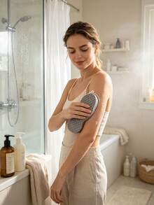 1pc Painless Exfoliating Bath Sponge Towel, High-Density Sponge Deeply Removes Dead Skin, Gentle Skin-Friendly Design, Easy To Scrub Away Dirt, Portable Bathing Accessory, Suitable For Bathroom, Gym, Hotel And Rental Apartment Daily Use - Multicolor - View 9