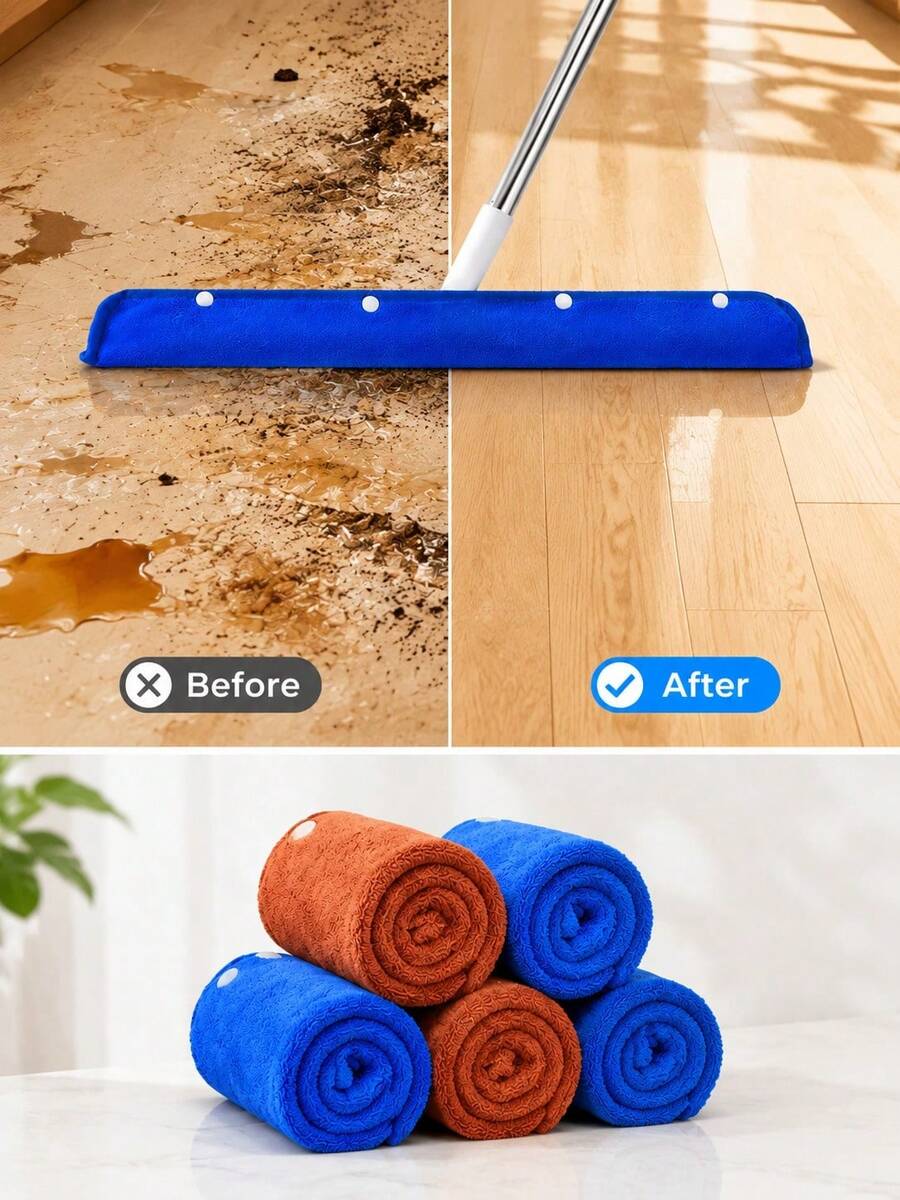 1/4pcs Reusable High Absorbency Microfiber Mop Head Cover 1pc, Coral Fleece Floor Mop Replacement Cloth Sleeve, Wet & Dry Dual Use Cleaning Pad For Kitchen Bathroom, Practical New Year Graduation House Gift
