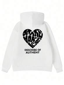 Women's Fashion Autumn/Winter Round Neck Loose Lazy Casual Versatile Letter & Heart Print Sweatshirt For Seasonal Outfits - White - View 6