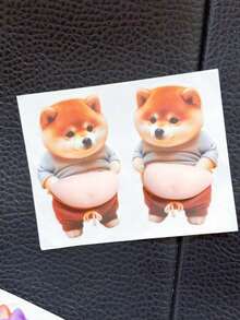 Funny 3D Soft Belly Cat Stickers, Waterproof Self-Adhesive Animal Laptop Stickers, Squeezable Silicone Shiba Inu Stickers Gift - Multicolor - View 11