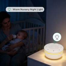 White Noise Machine With 30 Soothing Sounds And Night Light Sounds Machine, 3 Timers Memory Function, Rechargeable Noise Machine - White - View 5
