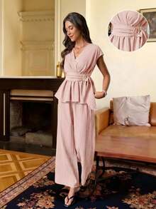 Women Two-Piece Outfits - Baby Pink - View 1