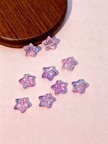 30pcs Transparent Star-Shaped Acrylic Beads With Colorful Confetti, Mini Five-Pointed Star Loose Beads For DIY Bracelet, Necklace, Earring, Keychain, Phone Charm, Jewelry Making Materials - Multicolor - View 2
