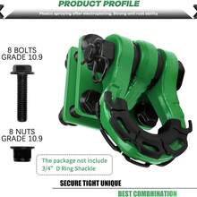 AMBULL 2 Pack D-Ring Shackles Mount With Backer Plate, 5 TON Bolt On Clevis Mount Bumper Shackle Bracket DarkGreen/Red - Green - View 5