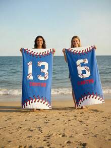 1PC Personalized Signature Style Beach Towel, Baseball Theme Beach Towel, Comfortable Vacation Towel, Absorbent Quick-Dry Swim Towel, Pool Bathroom Home Towel, Yoga Mat Style Beach Towel, Exclusive Holiday Gift (Anniversary / Valentine's Day / Mother's Day / Birthday / Father's Day / Graduation / Wedding / Housewarming), Summer Home Decor, Travel Beach Dorm Essential, Beach Accessory - Multicolor - View 3