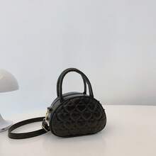 Bolso de hombro para niña de cuero PU con bordado de hilo, color liso, bolso bandolera - A - Ver 10