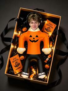 1pc Personalized Pumpkin Inflatable Blow Mold Prop - Customized Photo Halloween Bachelor Party Decoration, Pumpkin Style Party Accessory, Fun & Spooky Celebration Prop, Suitable For Costume Party, Haunted House Event, Halloween Decor, Etc. - Multicolor - View 4