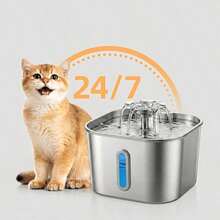 2.2L/74.39oz Cat Water Fountain (Replacement Filter Cartridge Available Separately), Stainless Steel Material, USB Powered, Ultra-Quiet Operation, With Water Level Window, Central Outlet Design, Easy To Clean, Suitable For Small Pets, Battery Not Included - 2.2L - View 9