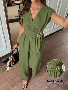 Women Two-Piece Outfits - 軍綠色 - 查看 1