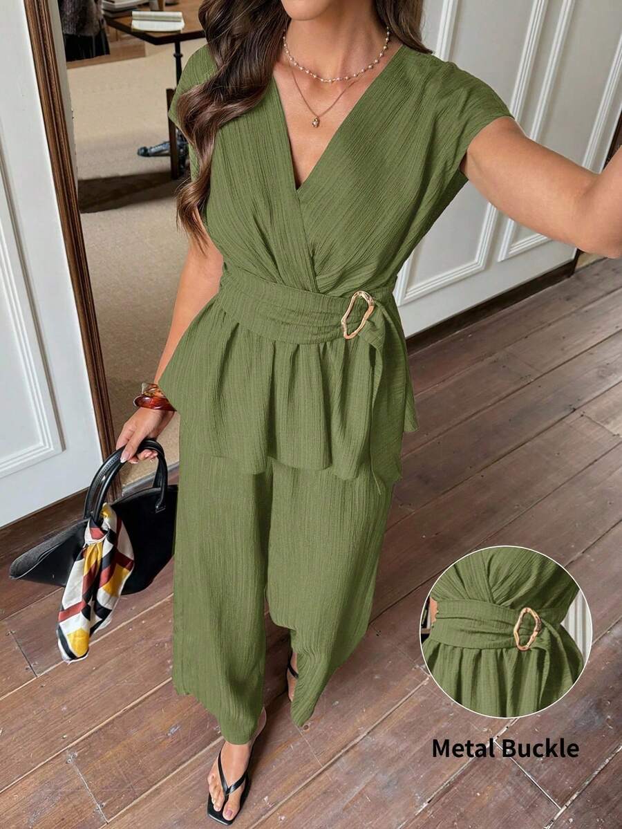 Women Two-Piece Outfits - 軍綠色 - 查看 1