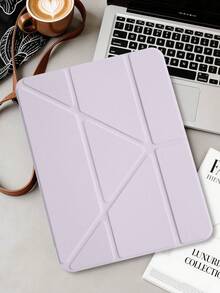 1件透明壓克力 Y-Fold 芋紫色平板保護殼，相容 iPad Mini6/7/Air/Air2/9.7/10.2/10.5/10.9 (Air4-Air8)/Pro 11/10th Gen/A16/Pro 11 2024，全透明壓克力背殼，絲綢紋理 8-Fold 翻蓋，可調節支架，自動休眠/喚醒，內置筆槽，不含筆，部分機型附相機框 - 蒟蒻紫 - 查看 3