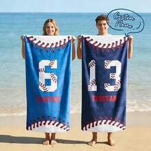 1PC Personalized Signature Style Beach Towel, Baseball Theme Beach Towel, Comfortable Vacation Towel, Absorbent Quick-Dry Swim Towel, Pool Bathroom Home Towel, Yoga Mat Style Beach Towel, Exclusive Holiday Gift (Anniversary / Valentine's Day / Mother's Day / Birthday / Father's Day / Graduation / Wedding / Housewarming), Summer Home Decor, Travel Beach Dorm Essential, Beach Accessory - Multicolor - View 9