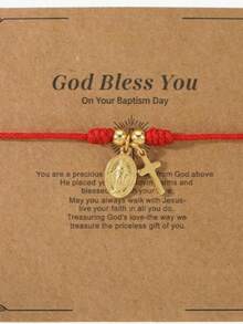 1pc European And American Red Rope Braided Bracelet, Cross Design, Minimalist Niche Style, Fashionable Personalized, Ins Style, High-End Jewelry - Multicolor - View 5