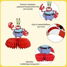 SpongeBob SquarePants Cartoon Honeycomb Desktop Decoration Set, Multiple 3D Honeycomb Desktop Ornaments, Suitable For Halloween, Thanksgiving, Christmas, Birthday And Various Holiday Party Table Decor - Multicolor - View 7