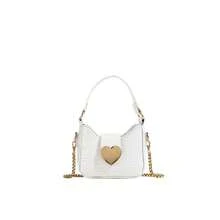 1pc Casual Girl PU Leather Shoulder Handbag, Mini Solid Color Heart Crocodile Embossed Material Shoulder Bag - A - View 11