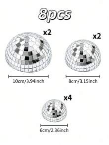 1/3/8pcs Disco Ball Wall Decor Hanging Ornament, With Adhesive Backing, Home Interior Decoration, Create Reflective Atmosphere - Multicolor - View 9