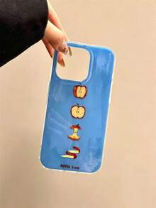 Couple New Cartoon Single Layer Apple Eating Lanyard Phone Case Compatible With IPhone 17 Pro Max/17 Pro Max/16/15/14/13/12/11 IMD Large Hole Minimalist Double Layer Anti-Drop Protective Case - Multicolor - View 5