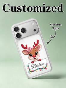 1. Personalized Christmas Reindeer Pattern, Customizable Name, Fully Transparent Lens, Precision Cutout Phone Case, Gift For Friends, Suitable For IPhone 11/12/13/14/15/16/16 Pro/16 Pro Max/16 Plus/17/Air/17 Pro/17 Pro Max/S25/S25 Ultra/S25 Plus/S25 Egg/Pixel 9 Pro XL And More Models, More Models Coming Soon, Christmas Commemorative Gift For Friends - Clear - View 2