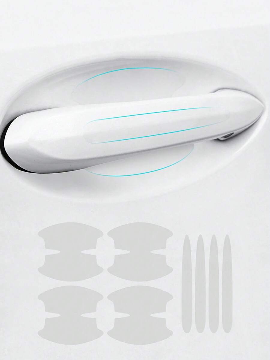 Universal Transparent Car Door Bowl Protector Film, Invisible Plastic Door Handle Anti-Scratch Sticker, Waterproof Wear-Resistant Car Door Paint Protection Film, Easy Installation Compatible With Most Car Models - A - View 1