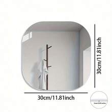 1pc30cm Frameless Self-Adhesive Acrylic Mirror Wall Sticker, Vertical Round Wall-Mounted Mirror, Kids Room Decorative Mirror, Home Decoration Supplies - Silver - View 11