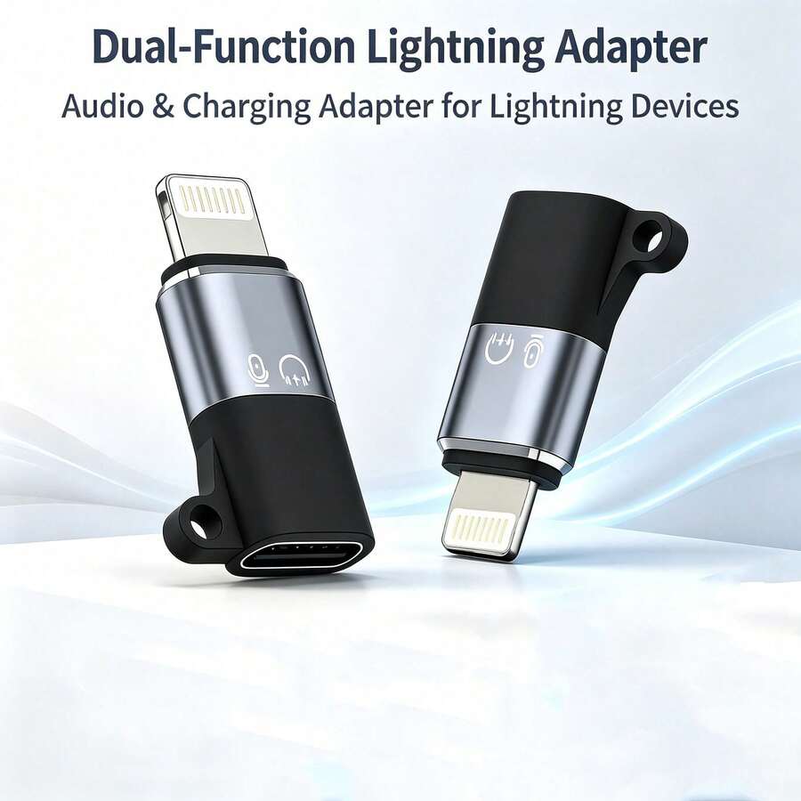 Travel Portable Audio Converter USB C Female To Lightning Male, Smartphone/PC/Connector Accessory, Plug And Play Mini Wireless Microphone Receiver, Audio Adapter, Earphone Converter Connector, Phone Data Transfer Charging Converter - Black - View 1