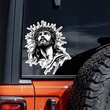 6 Inch Jesus Faith Vinyl Sticker, Black And White Crown Of Thorns Cross Mountain Glossy Decal, Self-Adhesive For Indoor And Outdoor Use, Suitable For Cars, Laptops, Windows - Sticker - View 7