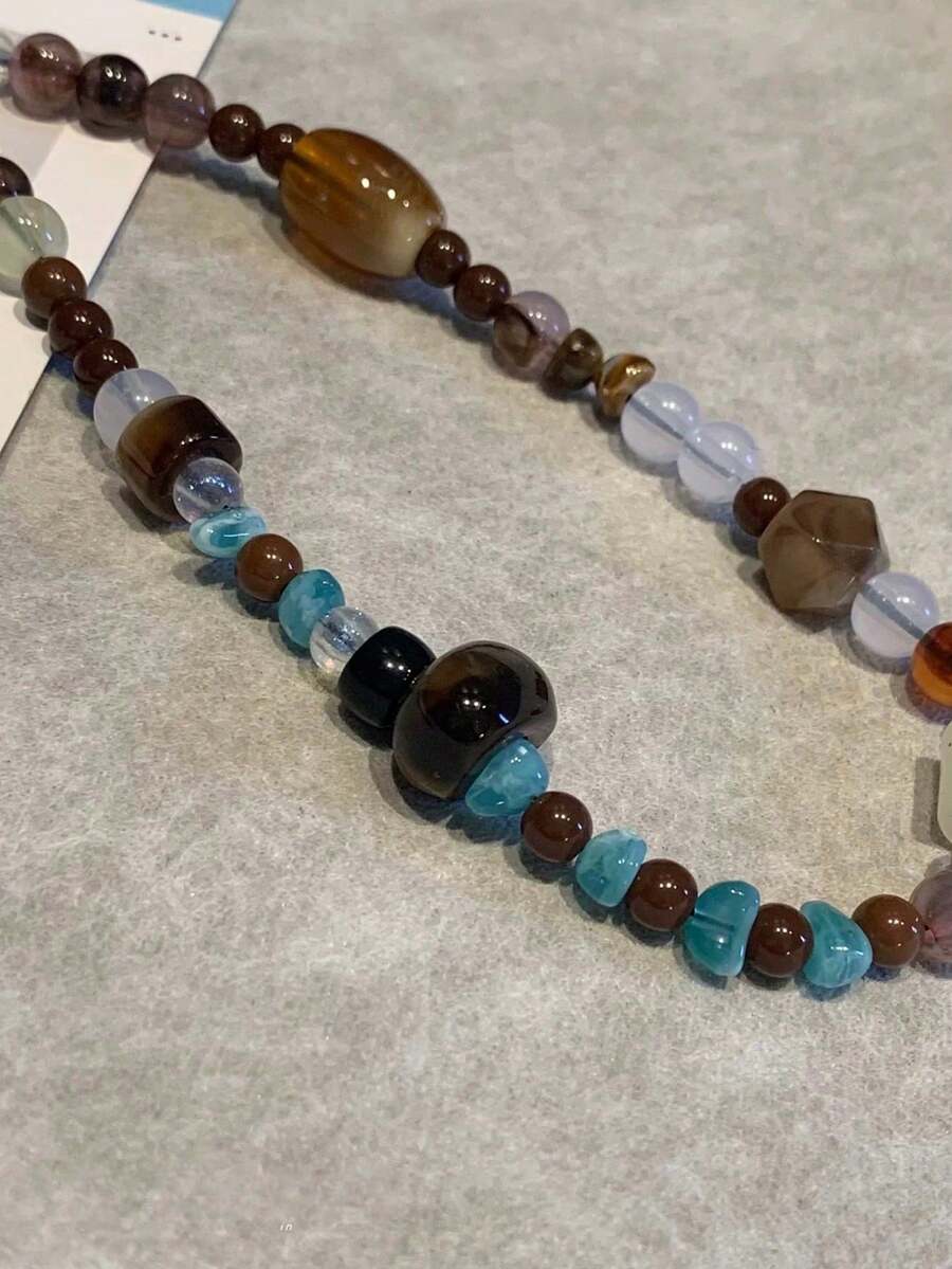 Ins Korean-Style Butterfly Black & White Short Phone Lanyard, Random Shape Beaded Chain Strap, Niche Universal Phone Case Charm - Multicolor - View 1