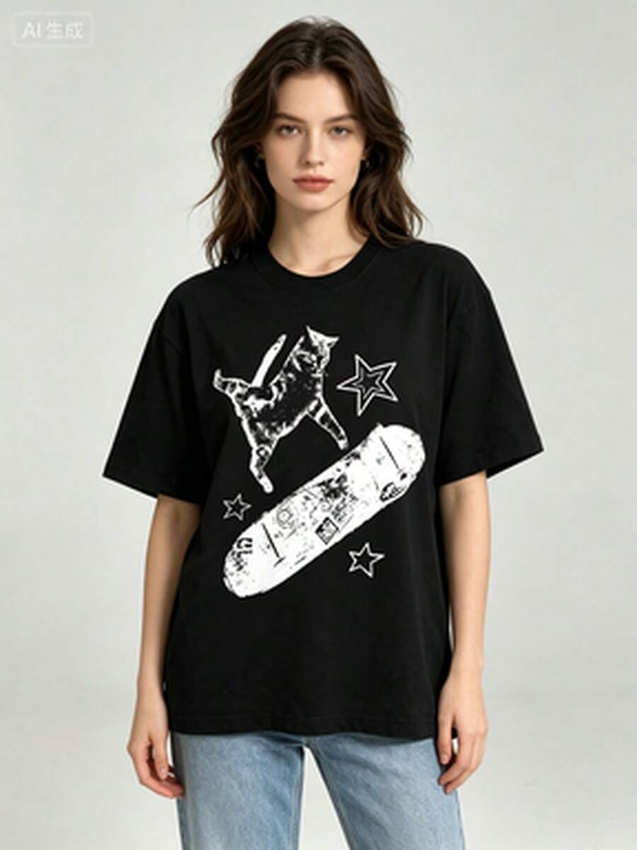 Women T-Shirts - 黑色1 - 查看 1
