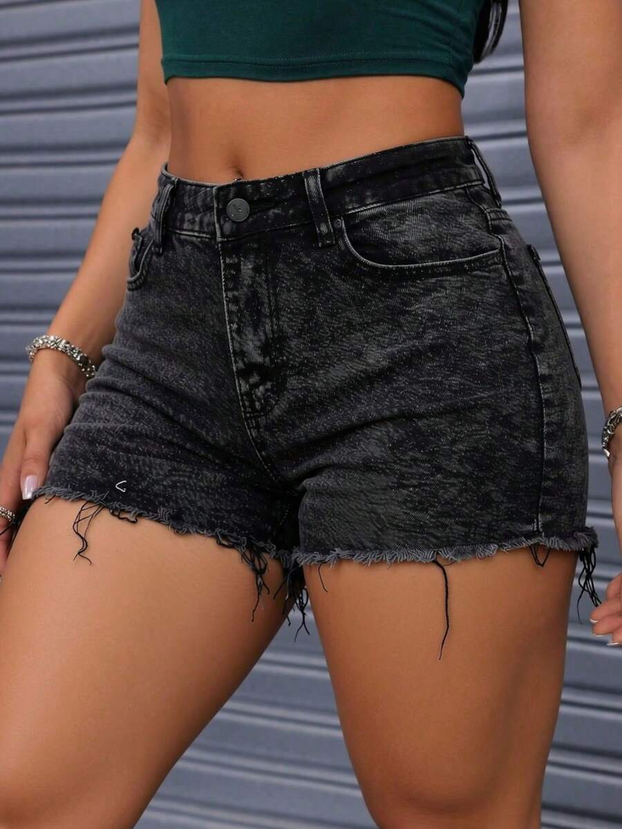 Women Denim Shorts - Black - View 1