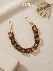 1pc Resin Tortoise Shell Chain Replacement, Luxury Acrylic Amber Leopard Print Handbag Handle, Thick Metal Chain Belt Suitable For Handbags - Multicolor - View 10