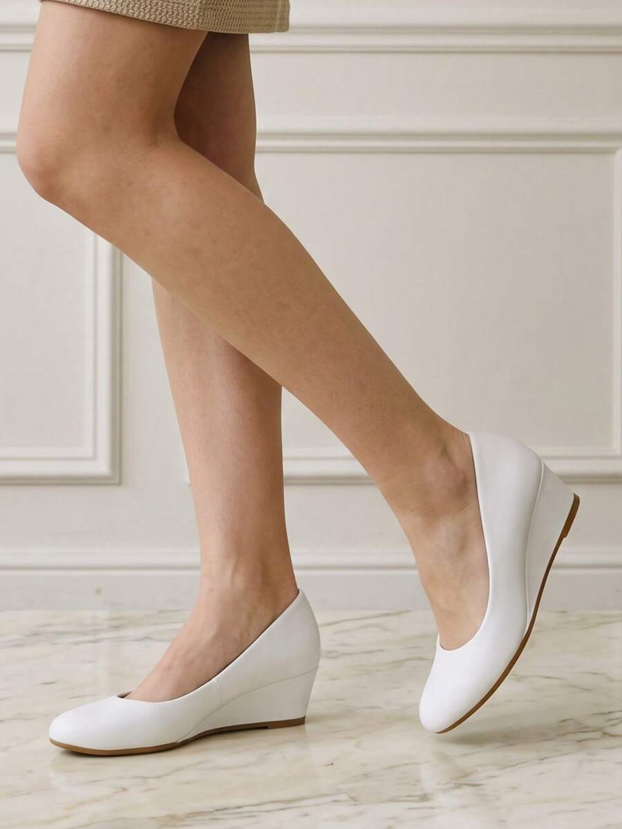 Modische Keilabsatz Damenschuhe, Lässig und Stylisch für den täglichen Gebrauch - Weiss - Übersicht 1