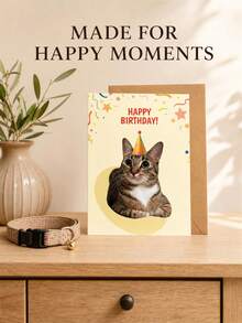1pc Custom Pet Birthday Cards, Personalized Cat And Dog Photo Greeting Cards, Pet Owner Birthday Gifts, Pet Birthday Blessing Cards, Custom Animal Image Sticky Notes. - Multicolor - View 6