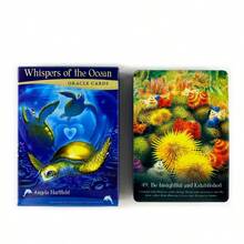 50 Kartu Whispers Of The Ocean Oracle Tarot Training Deck Kartu Tarot Permainan Papan Pesta Kartu Takdir Permainan Kartu Peramal - Blue and White - View 5