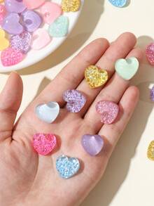 Multicolor Glitter Heart Flatback Slime 3D Charms Bulk For DIY Scrapbooking, Hair Pins, Phone Case,Clips Etc. Crystal Ice Design Flatback Cabochons - Glitter Heart - View 2