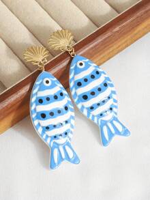 1 Pair Minimalist Fun Design Animal Plastic Beach Vacation Casual Personalized Taiyaki Earrings - Multicolor - View 5