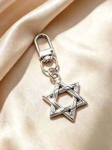 1pc Vintage Minimalist Hexagram Keychain Pendant, Bag Charm - Multicolor - View 2