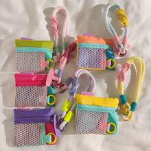 1PC Mesh Hollow Coin Purse Phone Charm Nylon Woven Crossbody Lanyard Suitable For Phone Case Dopamine Colorful Versatile Women's Storage Bluetooth Earphone Universal Key Portable Hanging Chain - Multicolor - View 1