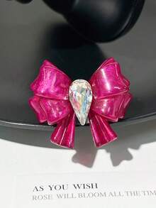 Y2K Dopamine Colorful Bow Resin Ring, Shiny Water Drop Rhinestone Large Open Ring, Sweet Girl Party Jewelry Gift - Multicolor - View 3