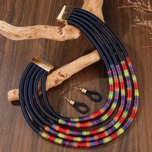 European American African Cross-Border Bohemian Exaggerated Multi-Layer Colorful Wrapped Necklace - Royal Blue - View 4