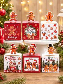 24 Christmas Gift Boxes, Gingerbread Man Christmas Tree Design Mini Christmas Candy Boxes, Christmas Holiday Party Gift Boxes, Merry Christmas Gifts, Christmas Gift Packaging Boxes, Gift Packaging Bags, Christmas Decorations, Christmas Atmosphere, Home Decor, Table Decor, Christmas Ornaments, Christmas Party Supplies, Christmas Eve Holiday Party Supplies, Christmas Decor - Multicolor - View 10