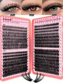Waloshow 640 Cachos D Curl Cachos Únicos Falsos Cílios 30D+40D+50D Cachos 10-16mm Cílios Falsos Cachos Únicos DIY Conjunto de Extensão de Cílios Adequado para Uso Doméstico ou em Movimento Diário, Casamento, Encontro, Festa, Festival de Música, Halloween - D - Visão 8