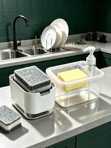 Drainage Storage Cleaning Set With Soap Dispenser, Brush Holder And Towel Rack, Suitable For Kitchen Accessories, Kitchen, Bathroom, Home Decor, Room Decor, Christmas, Halloween, House, Halloween Decor - Multiple Styles - View 8