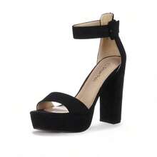Women Heeled Sandals - Black - Suede - View 4