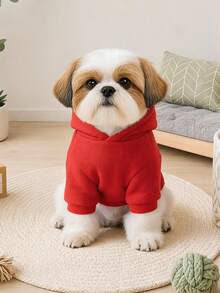 PETCIRCLE 1PC Pet Clothes Small Dog Puppy Cute Pet Autumn/Winter Hooded Windproof Cold-Proof Letter Print Plain Sweatshirt Series Yellow DEFENDER + Plain Sweatshirt - Dark Red - Red - View 3