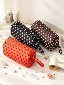 Polka Dot Hair Dryer Storage Bag With Hand Strap Waterproof Multi-Space Travel Hair Styling Tools Organizer Pouch Zipper Cosmetic Bag Vacation - Multicolor - View 2