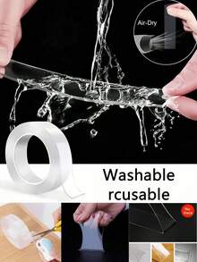 1 件透明纳米双面胶带，强力粘合，无需钻孔固定贴纸，适用于 DIY 工艺品、汽车装饰、玩具、家庭和办公室日常使用 - 無色 - 查看 5