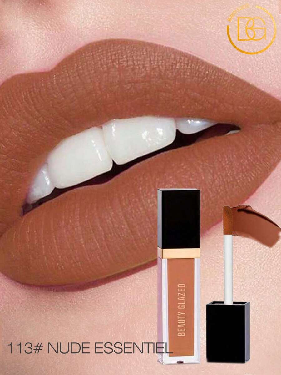 beauty glazed 丝绒哑光液体唇膏,防水速干不粘腻,全覆盖唇釉,持久哑光唇膏,适合女性使用 - #113 - 查看 1