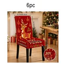 1/2/4/6/8pcs Christmas Tree & Deer Pattern Elastic Chair Covers, Removable, Washable, Easy To Clean, Suitable For All Seasons, Perfect For Holiday Home Decor, Ideal For Dining Room, Living Room And Kitchen - Multicolor - View 16